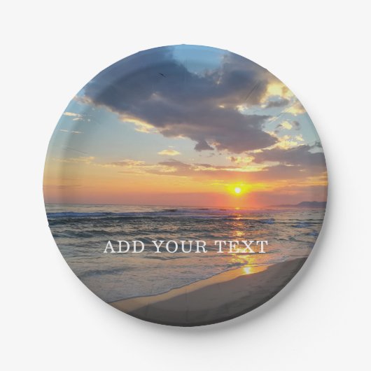 カスタム写真と文字パーソナライズされた ペーパープレート (正面)