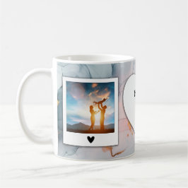 カスタム写真と文字マグカップ – ライトブルー大理石 コーヒーマグカップ