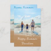 カスタム写真と文字夏休みカード (正面/裏面)