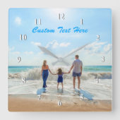 カスタム写真と文字時計のギフトをパーソナライズされた スクエア壁時計 (正面)