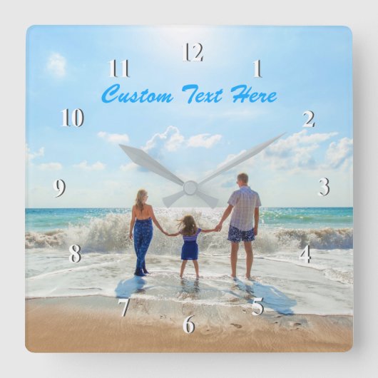 カスタム写真と文字時計のギフトをパーソナライズされた スクエア壁時計 (正面)