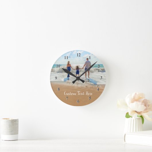 カスタム写真と文字時計 – お使いのデザイン – 家族 ラウンド壁時計 (ホーム)
