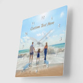 カスタム写真と文字時計 – ファミすごいリ スクエア壁時計 (傾斜)