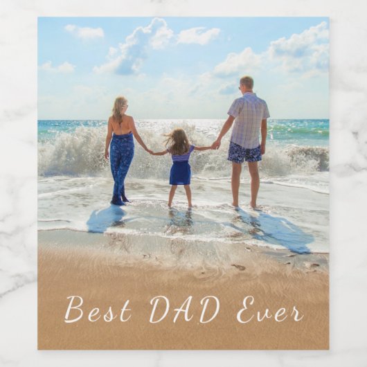 カスタム写真と文字最高のパパ – 父のために ワインラベル (シングルラベル)