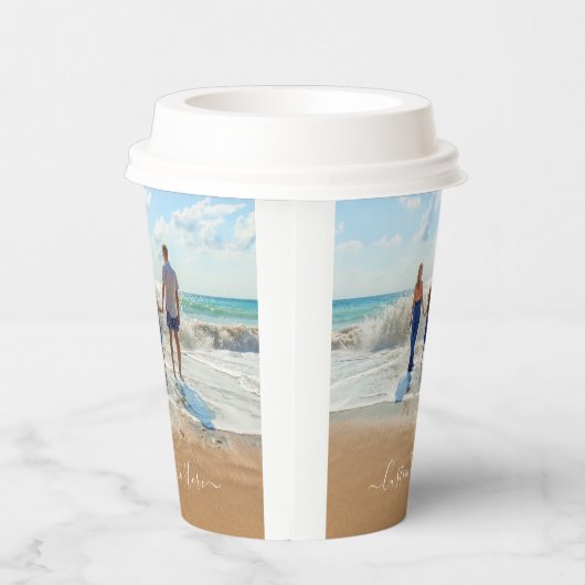 カスタム写真と文字紙カップあなた自身のデザイン 紙コップ (右)