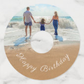 カスタム写真と文字誕生日ワイングラスラベル ワイングラスタグ (正面)