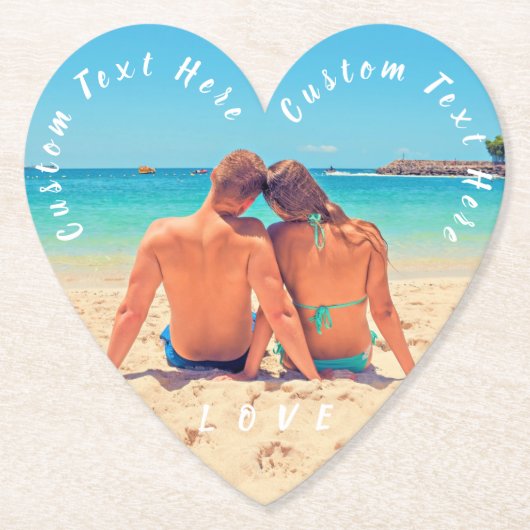 カスタム写真と文字 – あなた自身のデザイン – 愛 –  ペーパーコースター (正面)