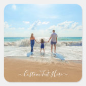 カスタム写真と文字 – おユニーク客様自身のデザイン- スクエアシール (正面)