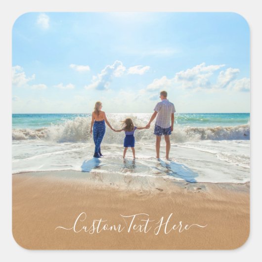 カスタム写真と文字 – おユニーク客様自身のデザイン- スクエアシール (正面)