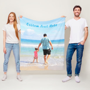 カスタム写真と文字 – 自分のデザイン-パパ フリースブランケット