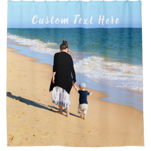 カスタム写真と文字 – 自分のデザイン – ママのために シャワーカーテン (正面)