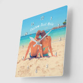 カスタム写真と文字 – 自分のデザイン – 愛 スクエア壁時計 (傾斜)