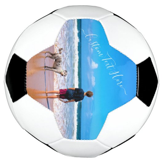 カスタム写真と文字 – 自分のデザイン- My Pet サッカーボール (回転)
