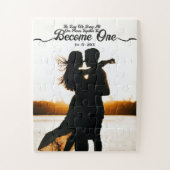 カスタム写真と日付ユニティ結婚式の日 ジグソーパズル (縦)