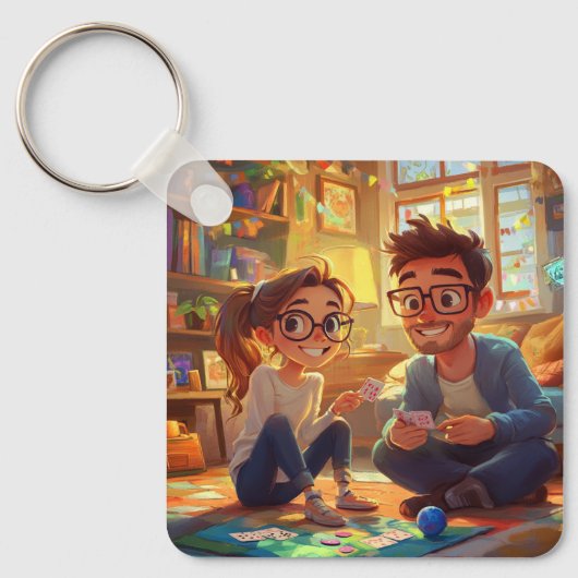 カスタム写真と結婚年記念カップル キーホルダー (正面)