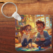 カスタム写真と結婚年記念カップル キーホルダー (正面)