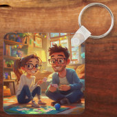 カスタム写真と結婚年記念カップル キーホルダー (裏面)