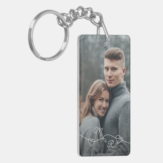 カスタム写真と絡み合った愛ハート キーホルダー (正面左)