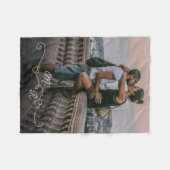 カスタム写真と絡み合った愛ハート フリースブランケット (正面(横))