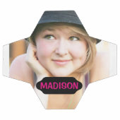 カスタム写真と黒のネームプレート サッカーボール (フラット)