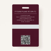 カスタム写真とQRコードプロフェッショナルID バッジ (裏面)