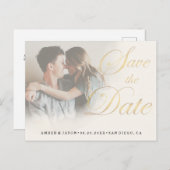 カスタム写真のエレガント金ゴールドのフェード日付の保存 案内ポストカード (正面/裏面)