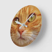 カスタム写真のキャットドッグペットファミパーソナライズされたリー ラウンド壁時計 (傾斜)