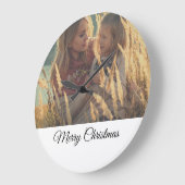 カスタム写真のクリスマスを追加パーソナライズされた ラージ壁時計 (傾斜)