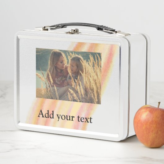 カスタム写真のクリスマスウォーターをパーソナライズされた追加 メタルランチボックス (インサイチュ)