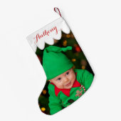 カスタム写真のクリスマスストッキング スモールクリスマスストッキング (裏面 (吊り時))
