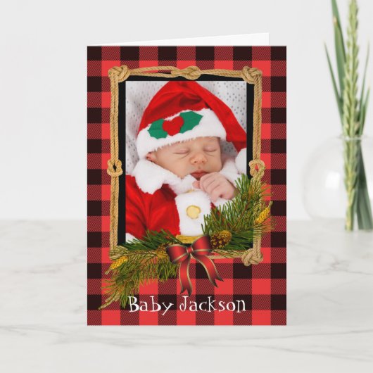 カスタム写真のクリスマス写真を追加するデザイン シーズンカード (正面)