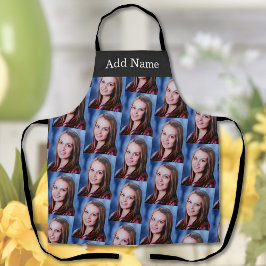 カスタム写真のコラージュと名パーソナライズされた前 エプロン