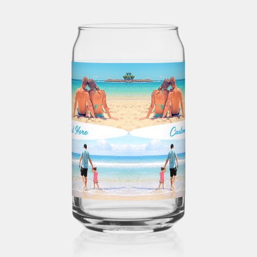 カスタム写真のコラージュと文字パーソナライズされた ガラス缶 (左)