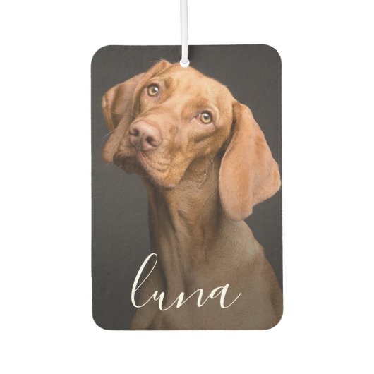 カスタム写真のパーソナライズされたペット名 カーエアーフレッシュナー (正面)