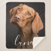 カスタム写真のパーソナライズされたペット名 シェルパブランケット (正面)