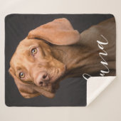 カスタム写真のパーソナライズされたペット名 シェルパブランケット (正面(横))