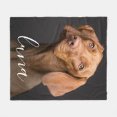 カスタム写真のパーソナライズされたペット名 フリースブランケット (正面(横))