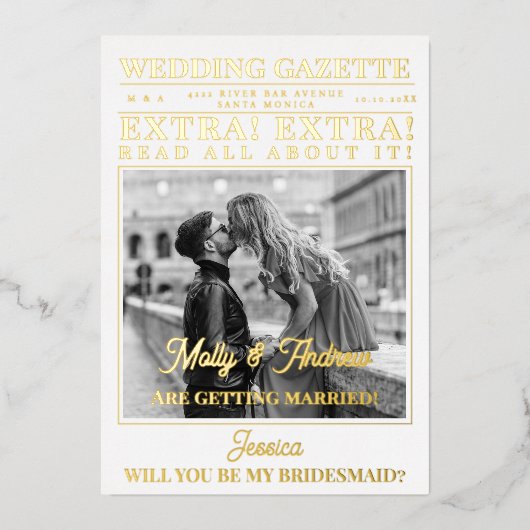 カスタム写真のブユニークライデメイド案 箔招待状 (正面)