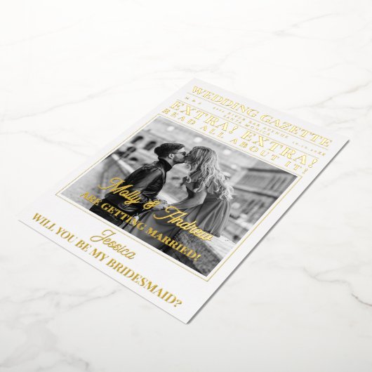 カスタム写真のブユニークライデメイド案 箔招待状 (回転した状態)