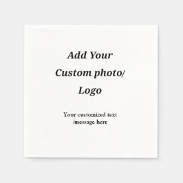 カスタム写真のロゴをテキストに追加カスタムするモダン スタンダードカクテルナプキン