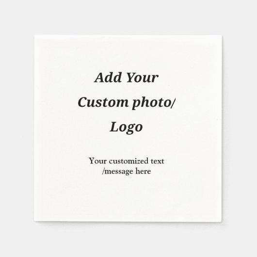 カスタム写真のロゴをテキストに追加カスタムするモダン スタンダードカクテルナプキン (正面)