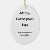 カスタム写真のロゴをテキストに追加カスタムするモダン セラミックオーナメント (右)