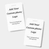 カスタム写真のロゴをテキストに追加カスタムするモダン バッジ (正面＆裏面)