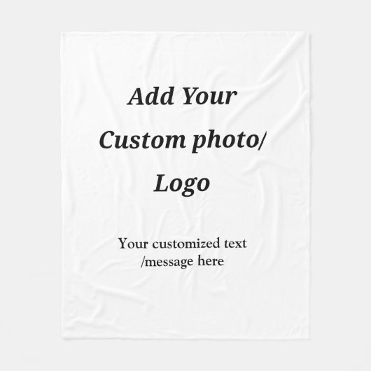 カスタム写真のロゴをテキストに追加カスタムするモダン フリースブランケット (正面)