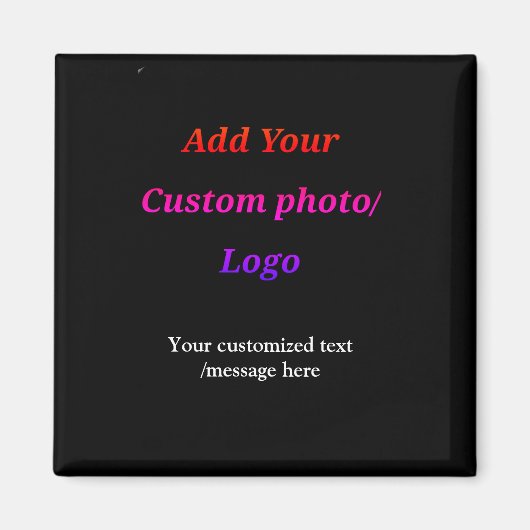 カスタム写真のロゴをテキストに追加カスタムするモダン マグネット (正面)