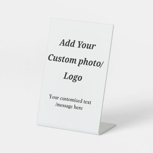 カスタム写真のロゴをテキストに追加カスタムするモダン 台座サイン (正面)