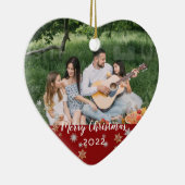 カスタム写真の両面レッドハーフクリスマ縁どス セラミックオーナメント (右)
