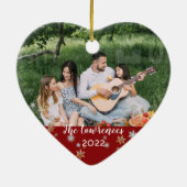 カスタム写真の両面レッドハーフクリスマ縁どス セラミックオーナメント (裏面)