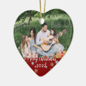 カスタム写真の両面レッドハーフクリスマ縁どス セラミックオーナメント (左)