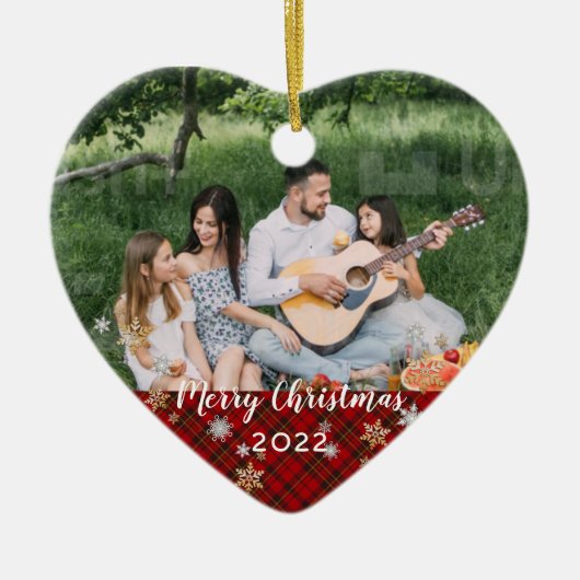 カスタム写真の両面レッドプライドのクリ縁どス セラミックオーナメント (正面)